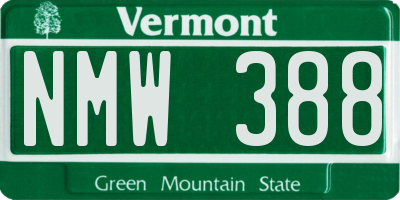 VT license plate NMW388
