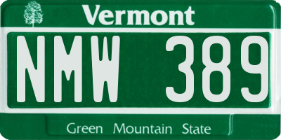 VT license plate NMW389