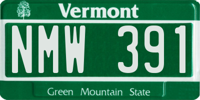 VT license plate NMW391