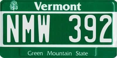 VT license plate NMW392