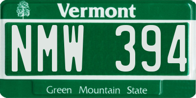 VT license plate NMW394
