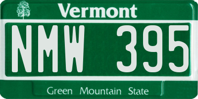 VT license plate NMW395