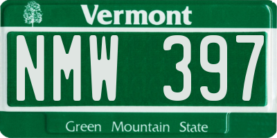VT license plate NMW397