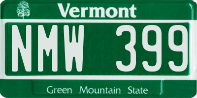 VT license plate NMW399