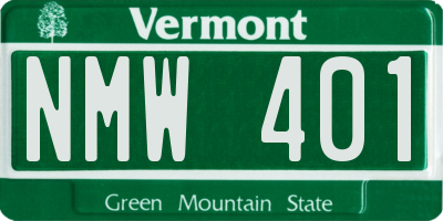 VT license plate NMW401