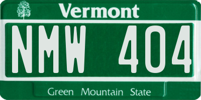 VT license plate NMW404