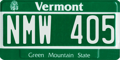 VT license plate NMW405