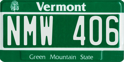 VT license plate NMW406