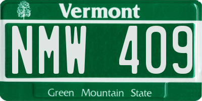 VT license plate NMW409