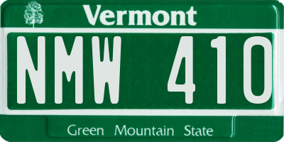 VT license plate NMW410