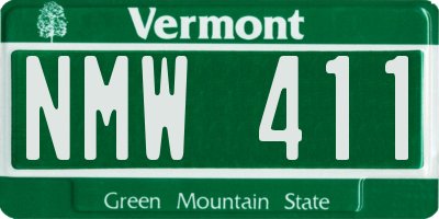 VT license plate NMW411