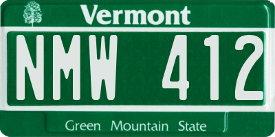 VT license plate NMW412