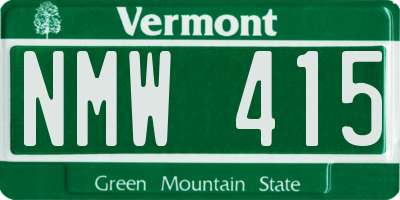 VT license plate NMW415