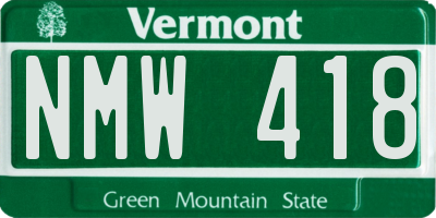 VT license plate NMW418