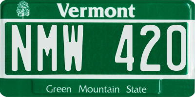 VT license plate NMW420