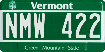 VT license plate NMW422