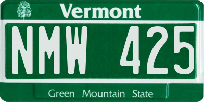 VT license plate NMW425