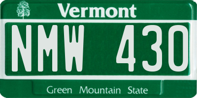 VT license plate NMW430