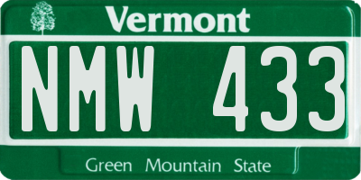 VT license plate NMW433