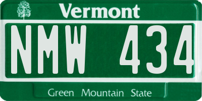 VT license plate NMW434