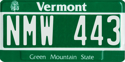 VT license plate NMW443
