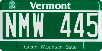 VT license plate NMW445