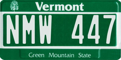 VT license plate NMW447