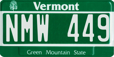 VT license plate NMW449