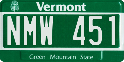 VT license plate NMW451