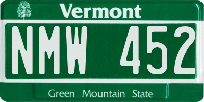 VT license plate NMW452