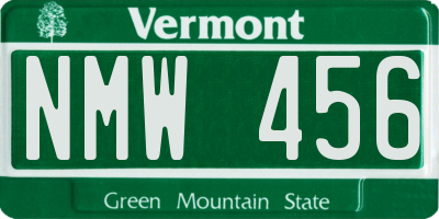 VT license plate NMW456