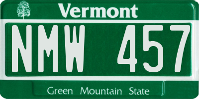 VT license plate NMW457