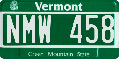 VT license plate NMW458