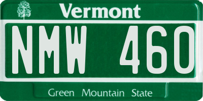 VT license plate NMW460