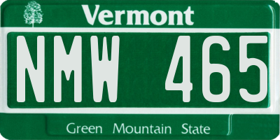 VT license plate NMW465