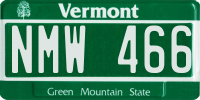 VT license plate NMW466