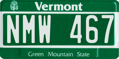 VT license plate NMW467