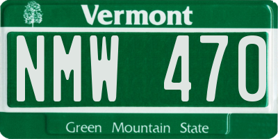 VT license plate NMW470