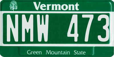 VT license plate NMW473