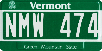 VT license plate NMW474