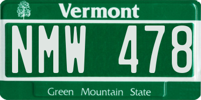 VT license plate NMW478