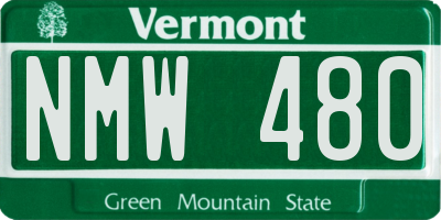 VT license plate NMW480