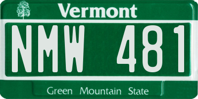 VT license plate NMW481