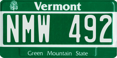 VT license plate NMW492
