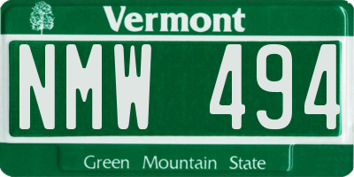 VT license plate NMW494