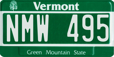 VT license plate NMW495