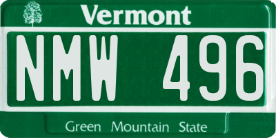 VT license plate NMW496