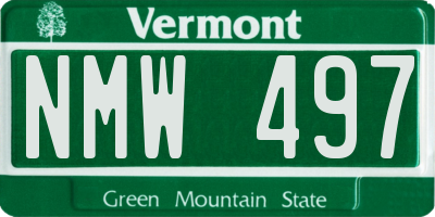 VT license plate NMW497