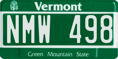VT license plate NMW498