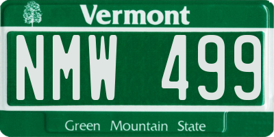 VT license plate NMW499
